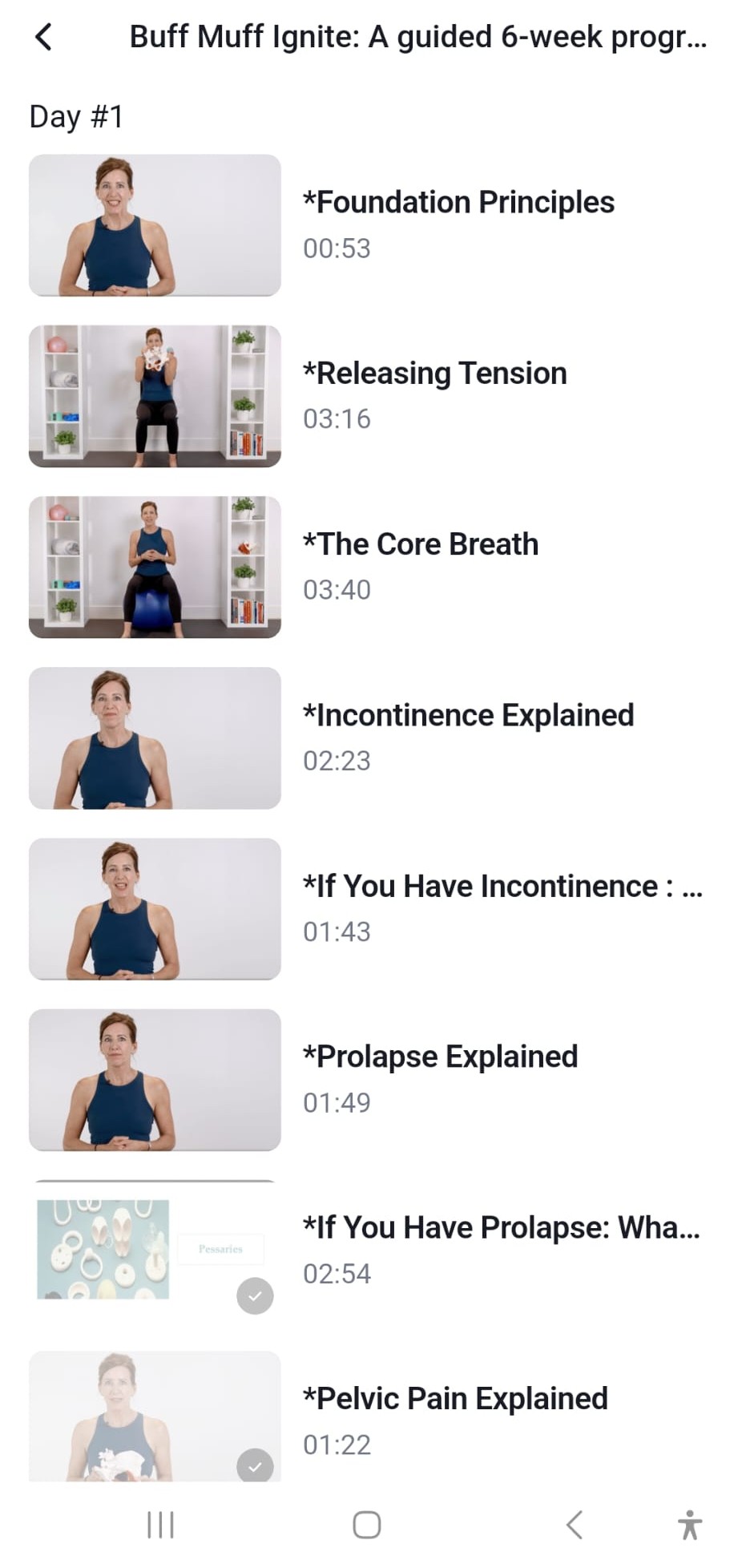 Day 1 in the Ignite app: Foundation Principles 0:53 and Releasing Tension 3:16